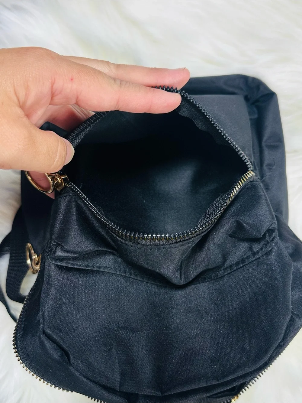 Black Kids Mini Backpack with Gold Zip Accent